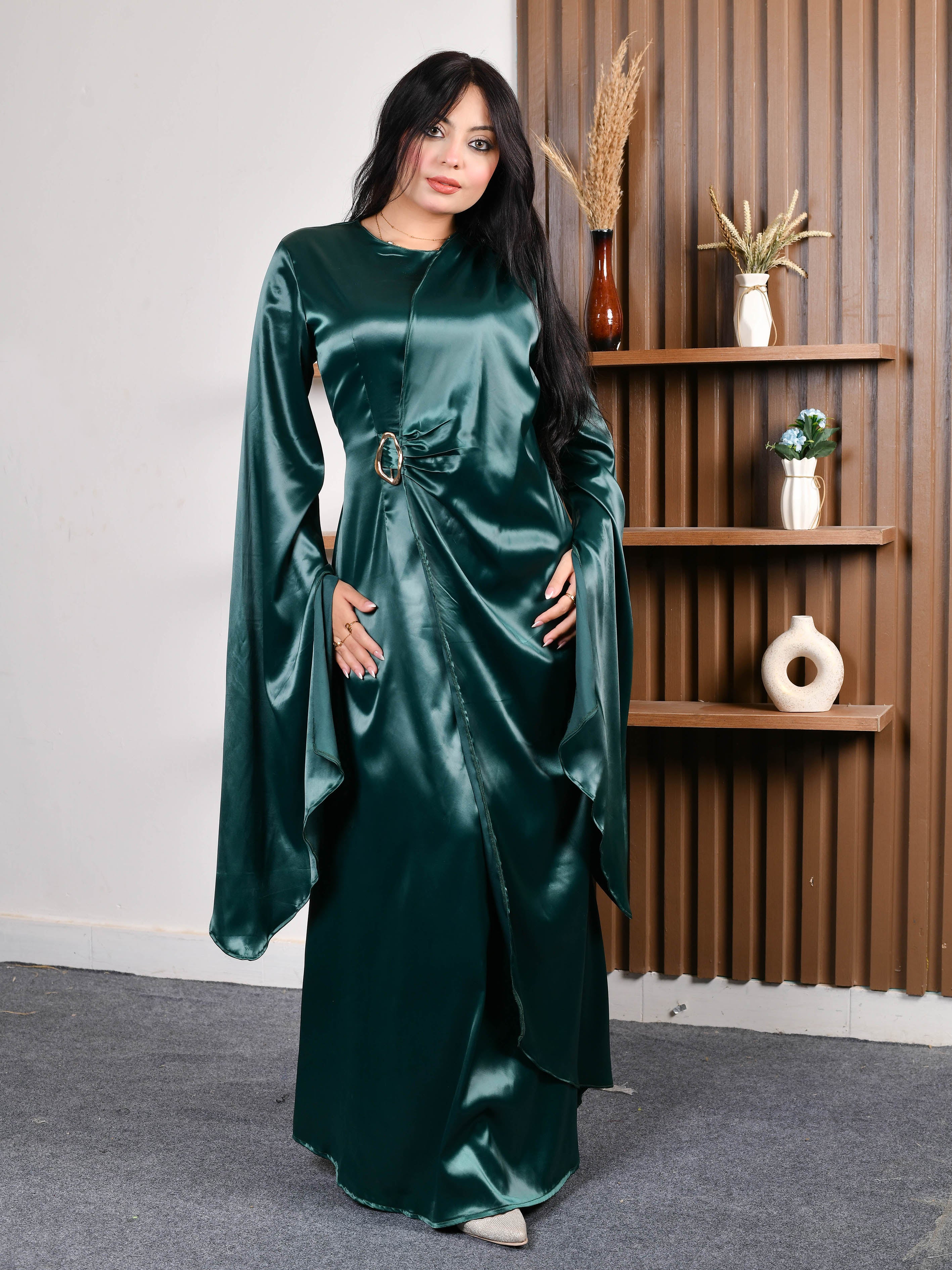 Elegant Butterfly Dress-Olive color
