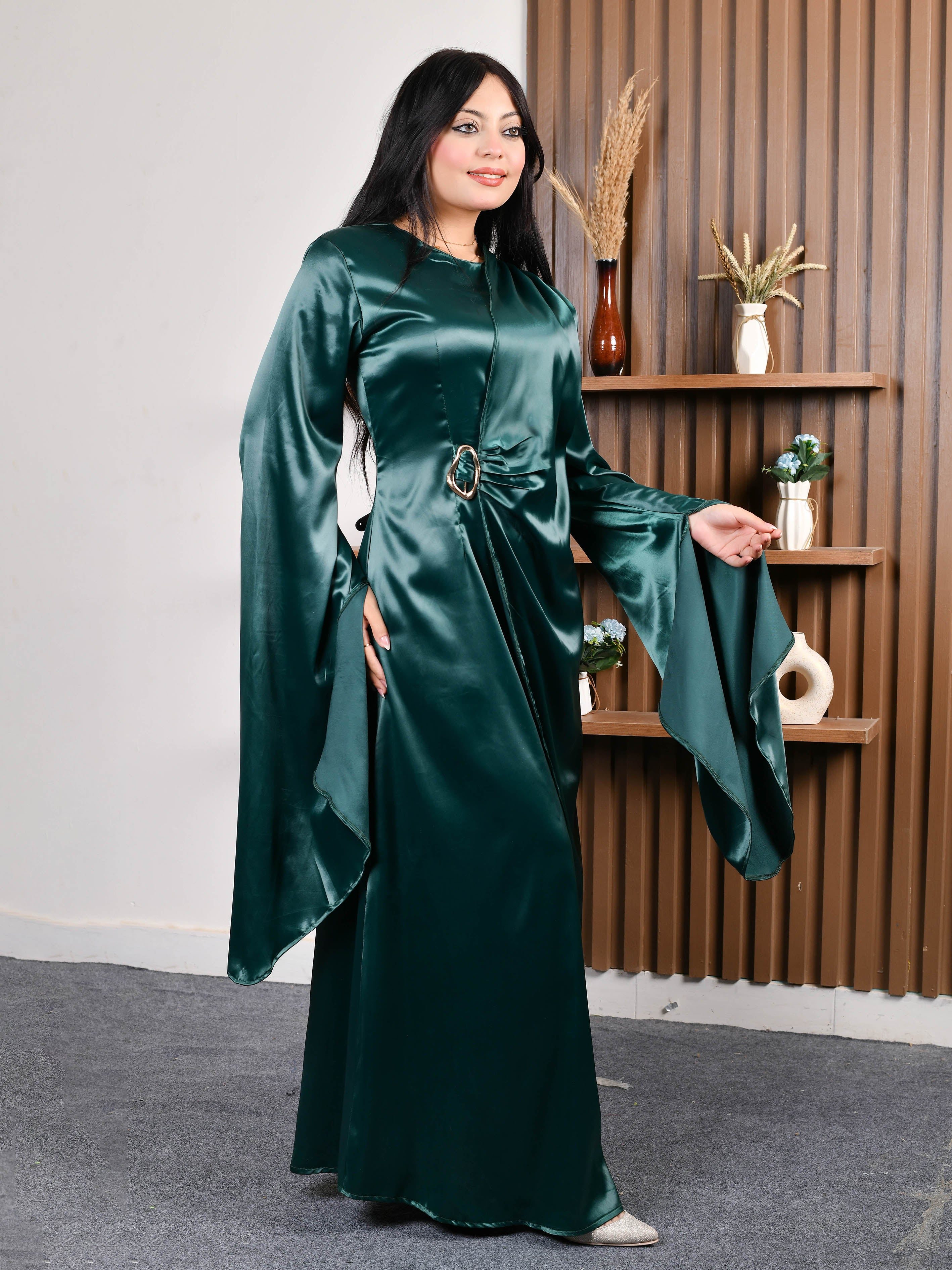 Elegant Butterfly Dress-Olive color