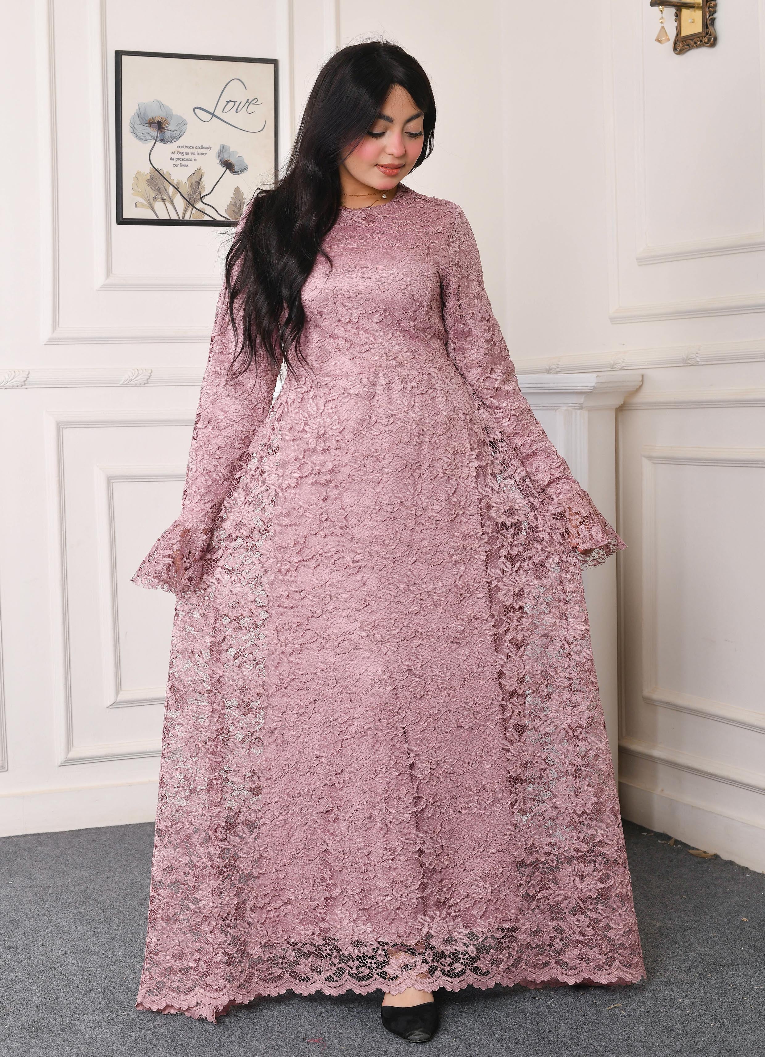 Elite Lace Evening Dress-Cashmere color