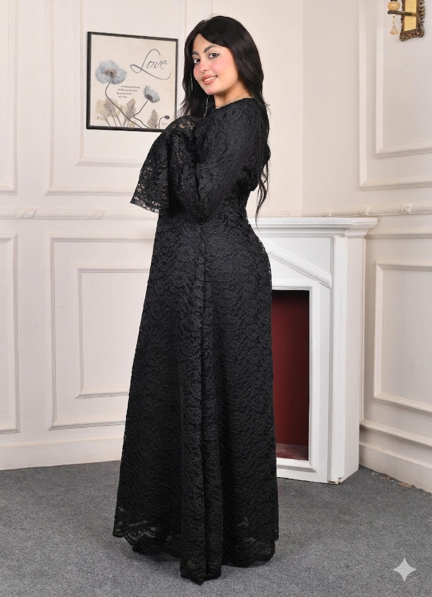 Elite Lace Evening Dress-Black color