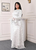 Elite Lace Evening Dress-White color