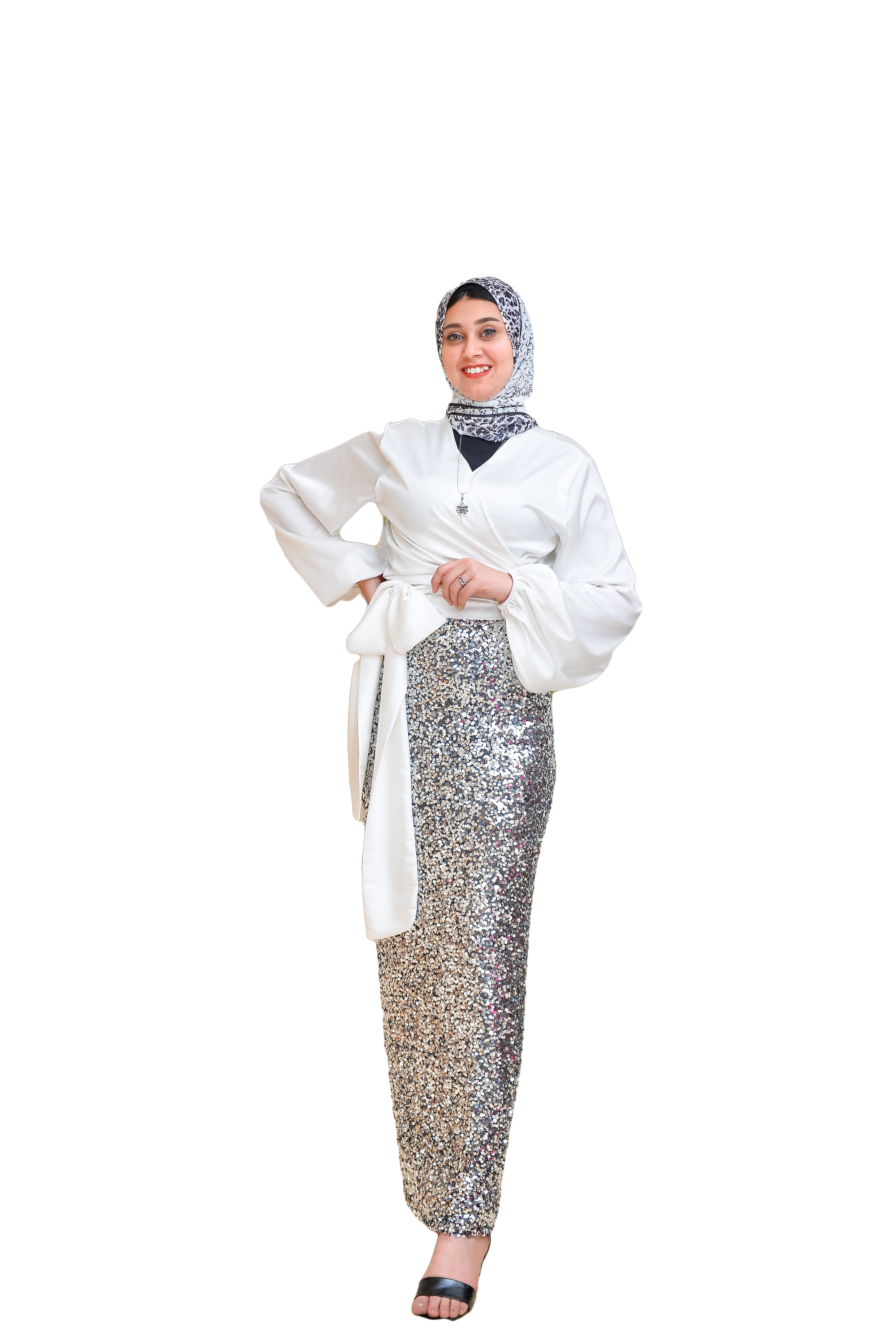 Shiny Silver Sequin Skirt