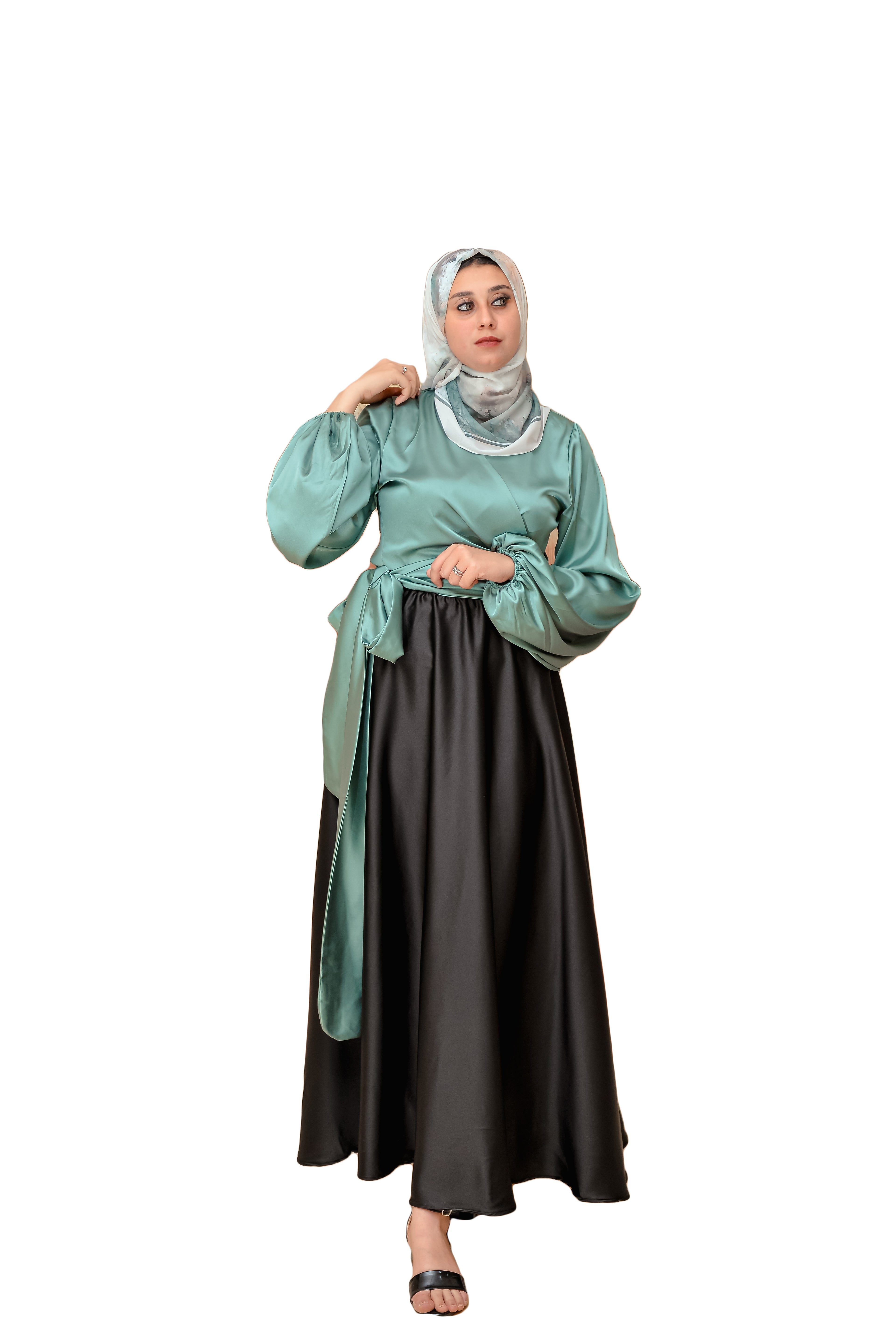 Black satin skirt, Kush style
